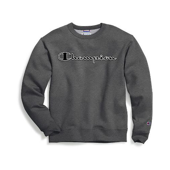 Champion Powerblend Logo Appliqu Fleece Sweatshirt in Gray